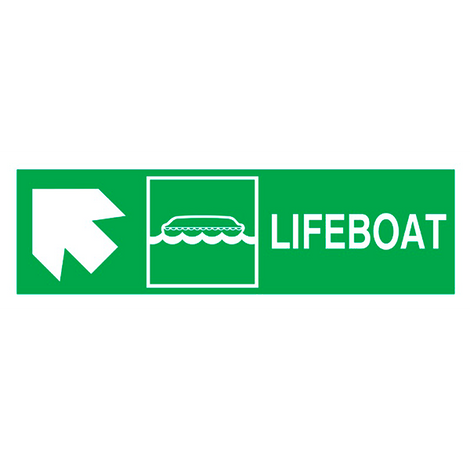 IMO Sign Lifeboat Side Up Left IMPA 334302 100x300mm