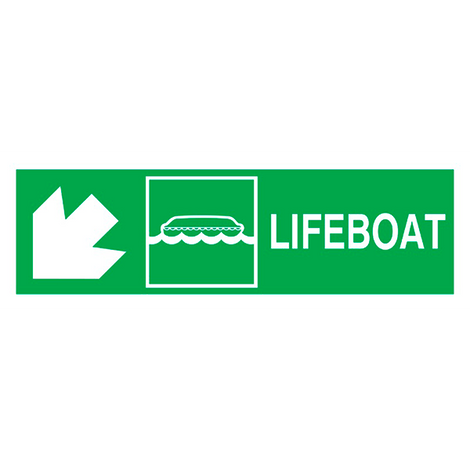 IMO Sign Lifeboat Side Down Left IMPA 334306 100x300mm