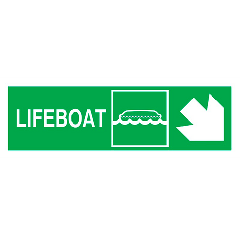 IMO sign Lifeboat Side Down Right IMPA 334307 100x300mm