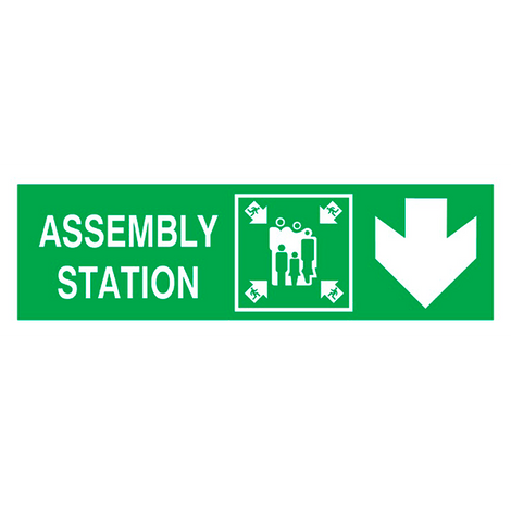 IMO Sign Assembly Station Down Right IMPA 334329 100x300mm