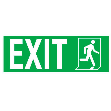 IMO Sign Exit Left-man Run Right IMPA 334411 150x400mm