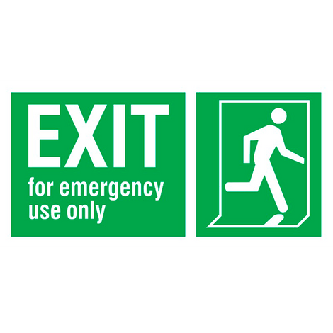 IMO Sign Exit Left-man Run Right For emergency Use Only IMPA 334417 150x300mm