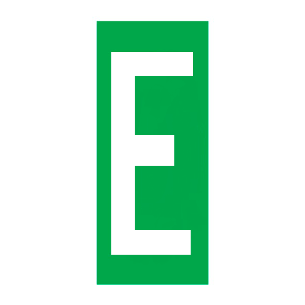IMO Symbol Letter “E” IMPA 334214 75x150mm