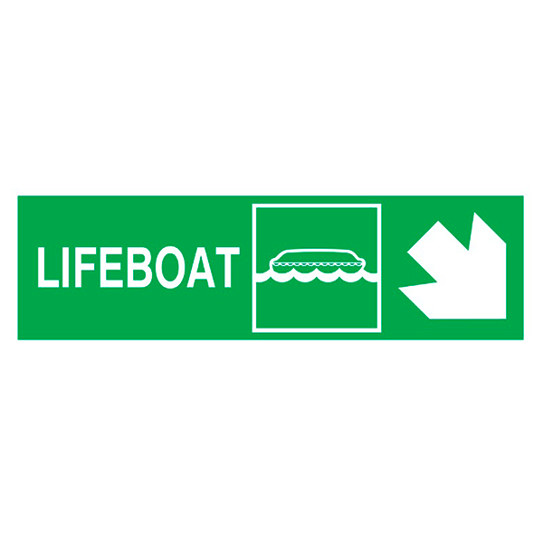 IMO sign Lifeboat Side Down Right IMPA 334307 100x300mm