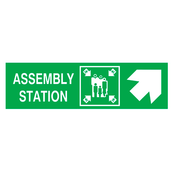 IMO Sign Assembly Station Side Right Up IMPA 334323 100x300mm