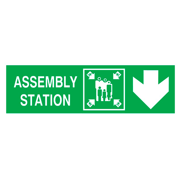 IMO Sign Assembly Station Down Right IMPA 334329 100x300mm