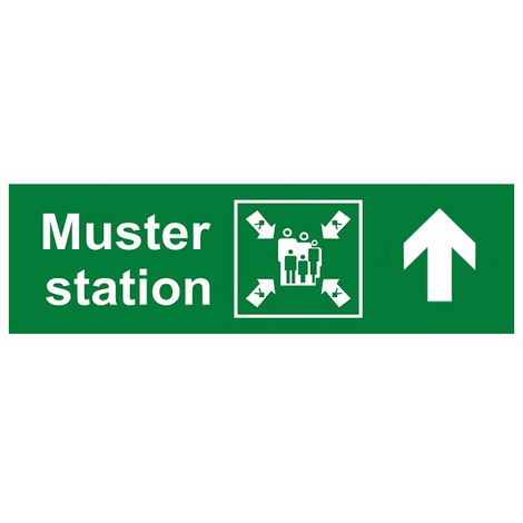 IMO Sign Muster Station Up Right IMPA 334331 100x300mm