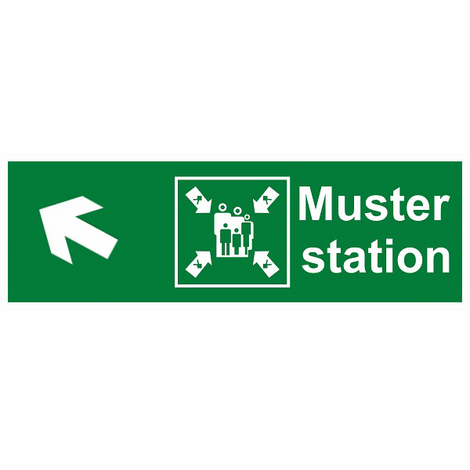 IMO Sign Muster Station Side Up Left IMPA 334332 100x300mm