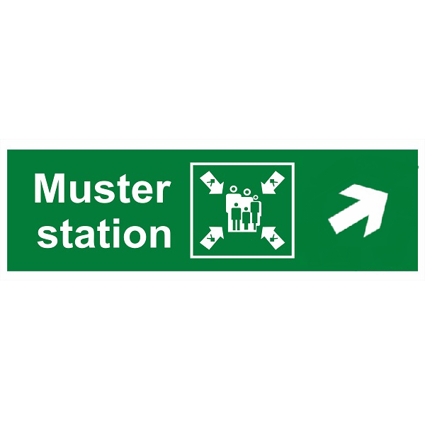 IMO Sign Muster Station Side up Right IMPA 334333 100x300mm