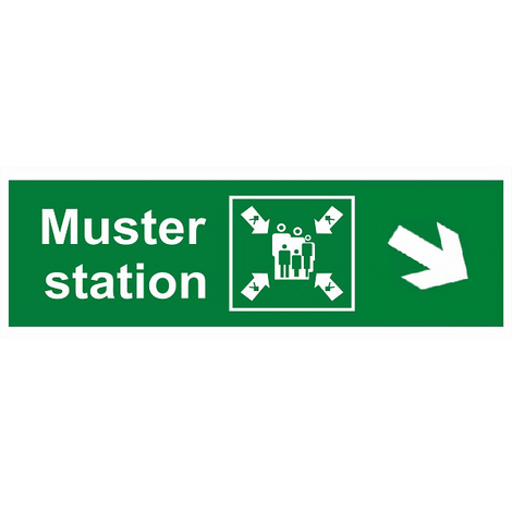 IMO Sign Muster Station Side Down Right IMPA 334337 100x300mm