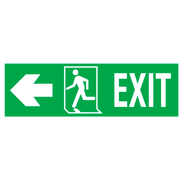 IMO Sign Exit Right-man Run Left-arrow Left IMPA 334404 150x400mm