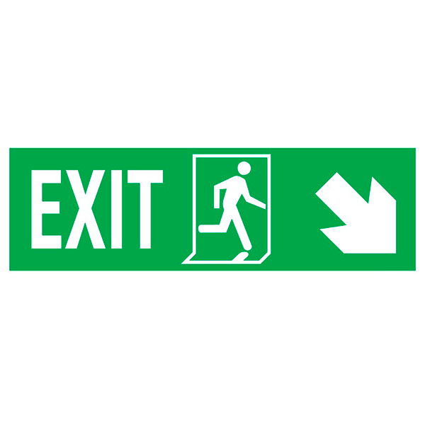 IMO Sign Exit Left-man Run Right-arrow Down/right IMPA 334407 150x400mm