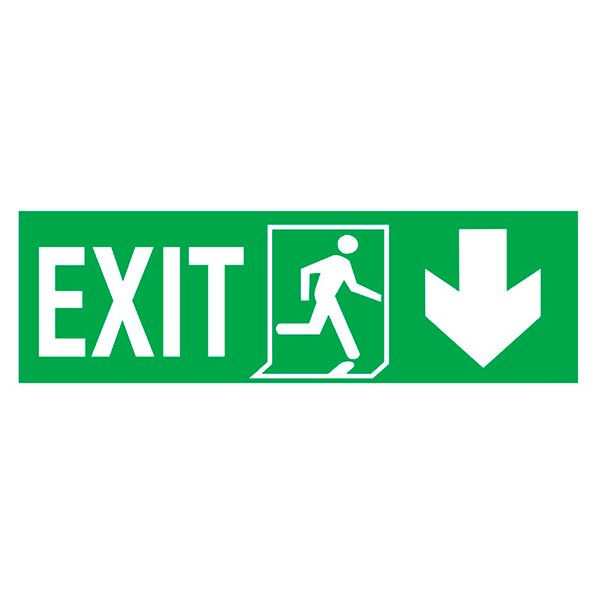 IMO Sign Exit Left-man Run Right-arrow Down IMPA 334409 150x400mm