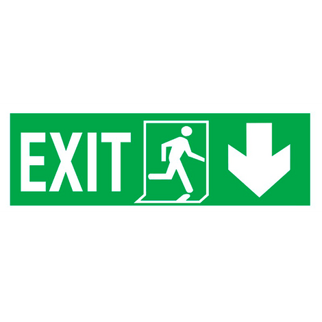 IMO Sign Exit Left-man Run Right-arrow Down IMPA 334409 150x400mm