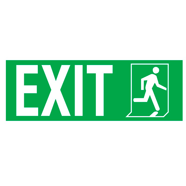 IMO Sign Exit Left-man Run Right IMPA 334411 150x400mm