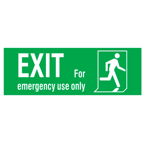 IMO Sign Exit Left-man Run Right-for Emergency Use Only IMPA 334413 150x400mm