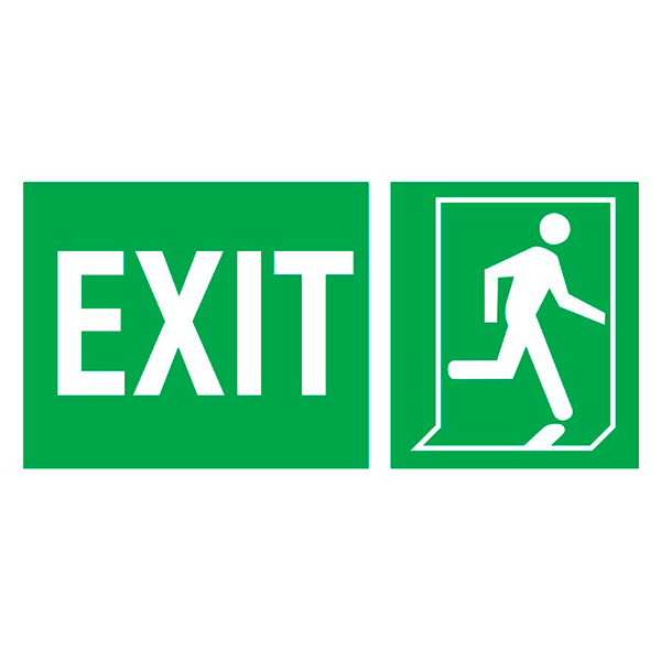 IMO Signs Exit Left-man Run Right IMPA 334415 150x300mm