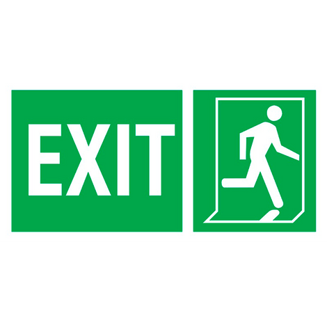 IMO Signs Exit Left-man Run Right IMPA 334415 150x300mm