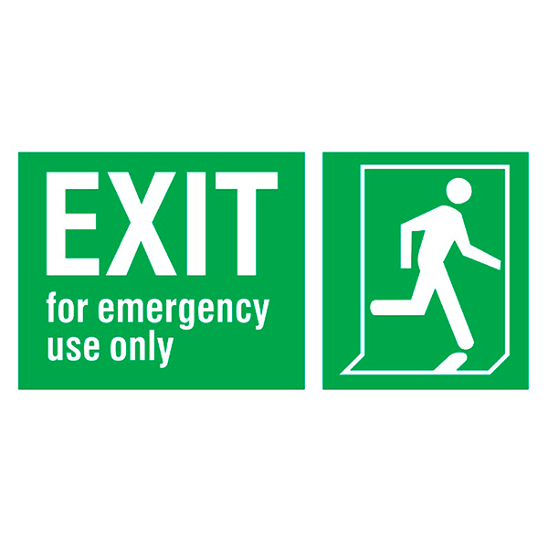 IMO Sign Exit Left-man Run Right For emergency Use Only IMPA 334417 150x300mm